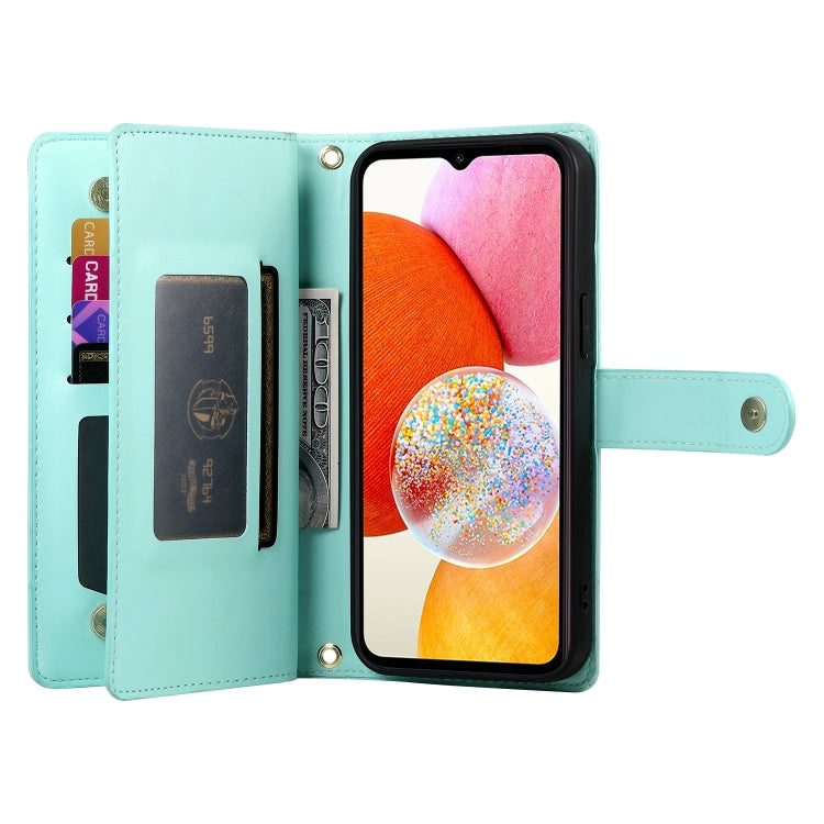 For Samsung Galaxy A14 5G / 4G Nine Card-slot Zipper Wallet Bag Leather Phone Case