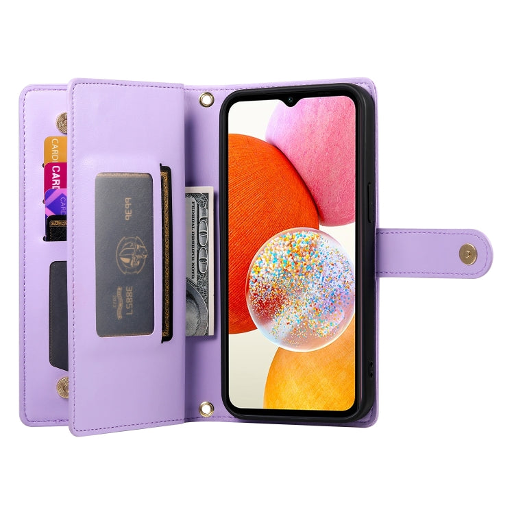For Samsung Galaxy A14 5G / 4G Nine Card-slot Zipper Wallet Bag Leather Phone Case