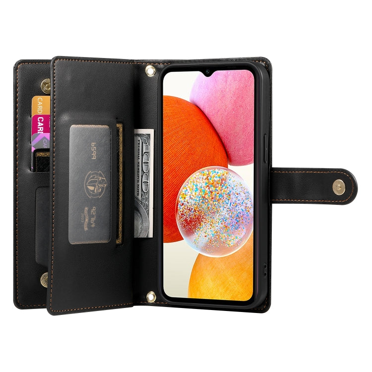 For Samsung Galaxy A14 5G / 4G Nine Card-slot Zipper Wallet Bag Leather Phone Case