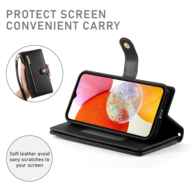For Samsung Galaxy A14 5G / 4G Nine Card-slot Zipper Wallet Bag Leather Phone Case