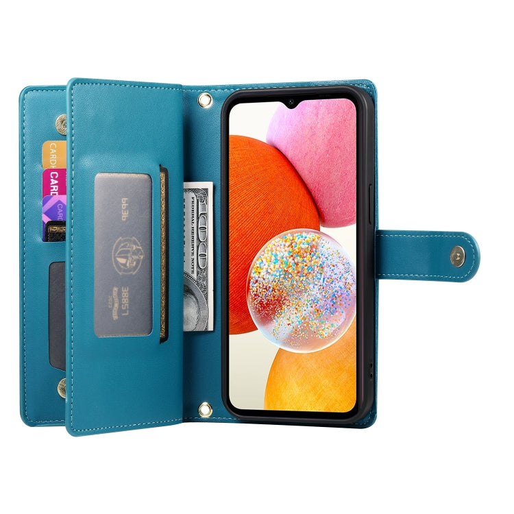 For Samsung Galaxy A14 5G / 4G Nine Card-slot Zipper Wallet Bag Leather Phone Case