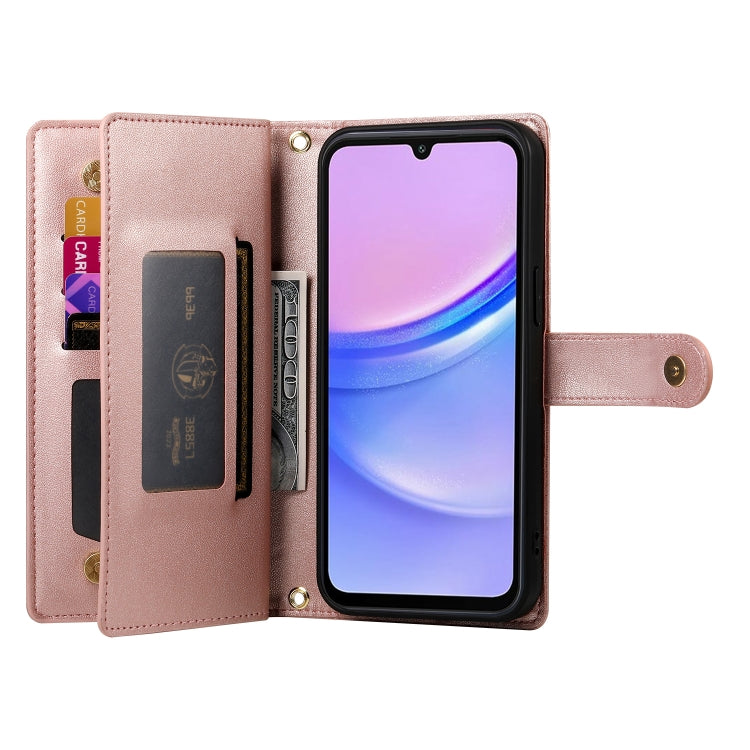 For Samsung Galaxy A15 Nine Card-slot Zipper Wallet Bag Leather Phone Case