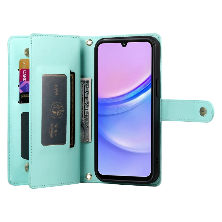 For Samsung Galaxy A15 Nine Card-slot Zipper Wallet Bag Leather Phone Case