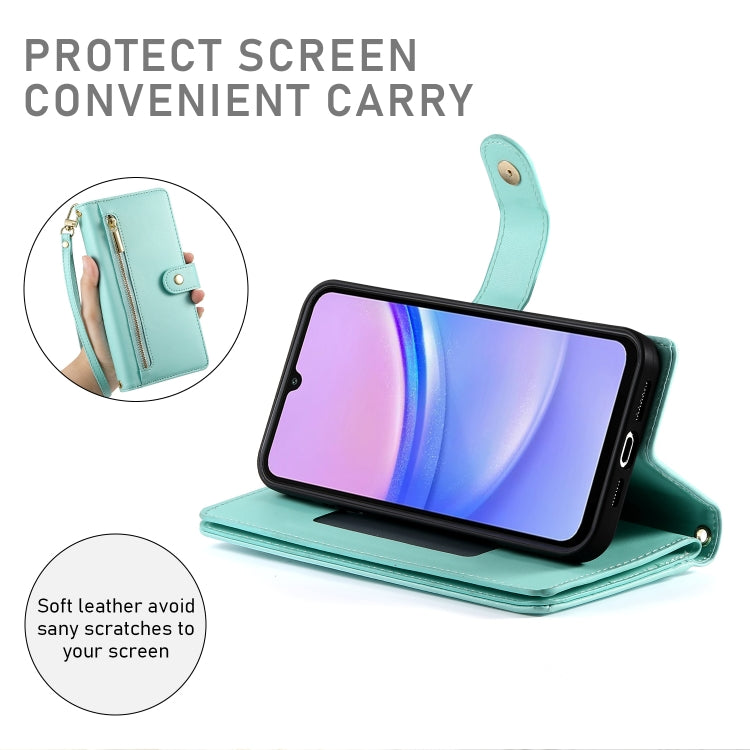 For Samsung Galaxy A15 Nine Card-slot Zipper Wallet Bag Leather Phone Case