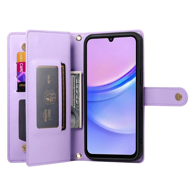 For Samsung Galaxy A15 Nine Card-slot Zipper Wallet Bag Leather Phone Case