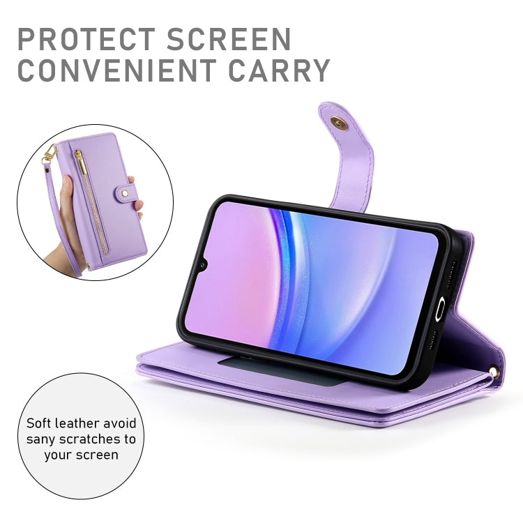 For Samsung Galaxy A15 Nine Card-slot Zipper Wallet Bag Leather Phone Case