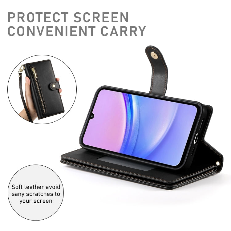For Samsung Galaxy A15 Nine Card-slot Zipper Wallet Bag Leather Phone Case