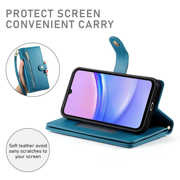 For Samsung Galaxy A15 Nine Card-slot Zipper Wallet Bag Leather Phone Case