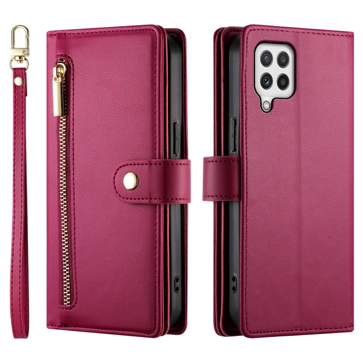 For Samsung Galaxy A22 4G Nine Card-slot Zipper Wallet Bag Leather Phone Case