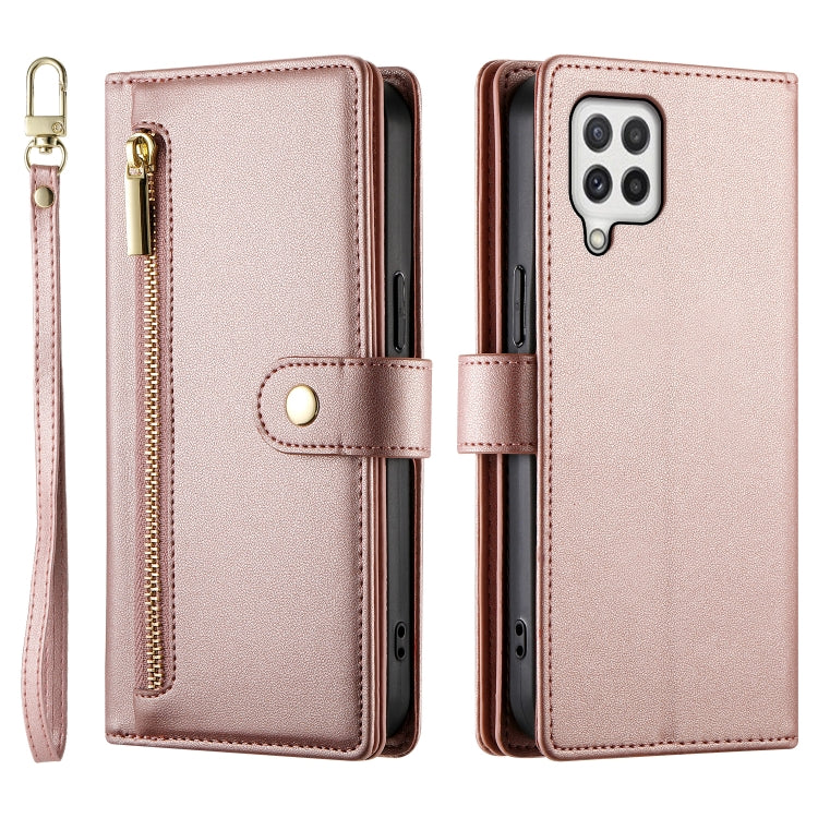 For Samsung Galaxy A22 4G Nine Card-slot Zipper Wallet Bag Leather Phone Case