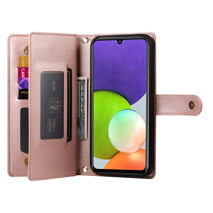 For Samsung Galaxy A22 4G Nine Card-slot Zipper Wallet Bag Leather Phone Case