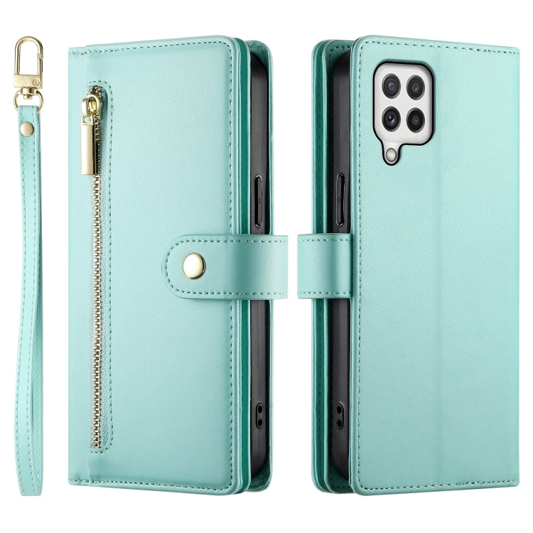 For Samsung Galaxy A22 4G Nine Card-slot Zipper Wallet Bag Leather Phone Case