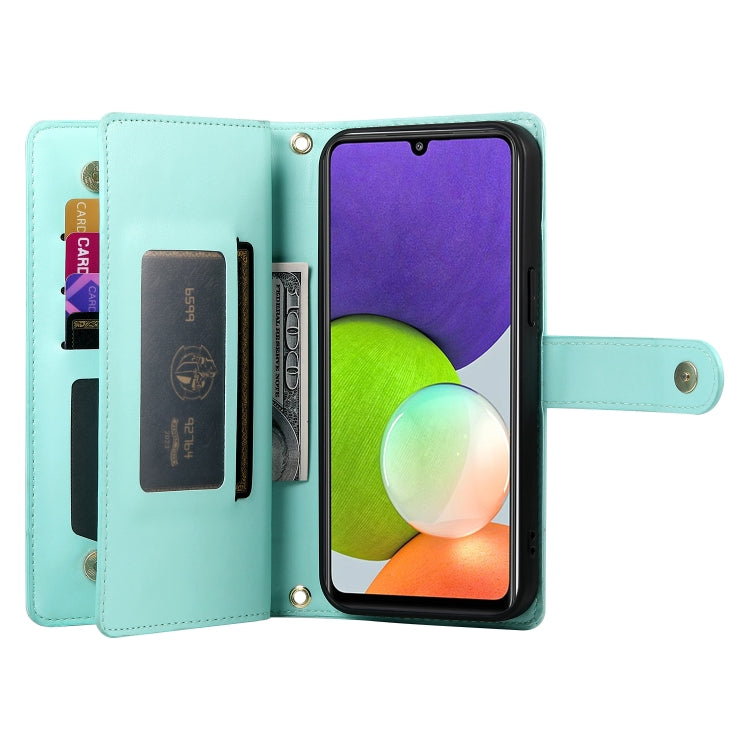 For Samsung Galaxy A22 4G Nine Card-slot Zipper Wallet Bag Leather Phone Case