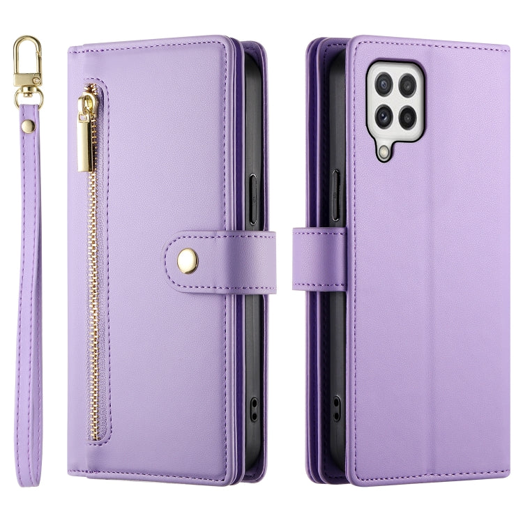For Samsung Galaxy A22 4G Nine Card-slot Zipper Wallet Bag Leather Phone Case