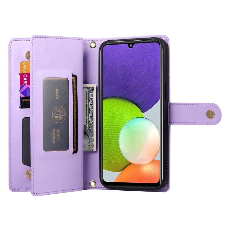 For Samsung Galaxy A22 4G Nine Card-slot Zipper Wallet Bag Leather Phone Case
