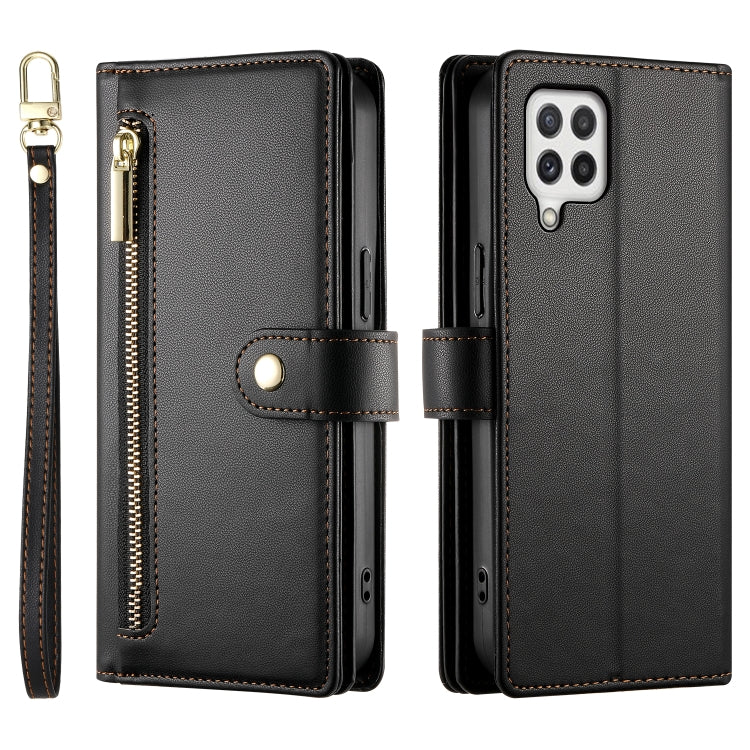 For Samsung Galaxy A22 4G Nine Card-slot Zipper Wallet Bag Leather Phone Case