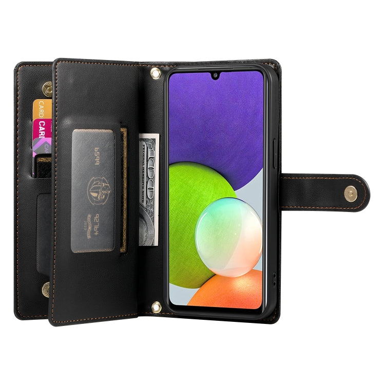 For Samsung Galaxy A22 4G Nine Card-slot Zipper Wallet Bag Leather Phone Case