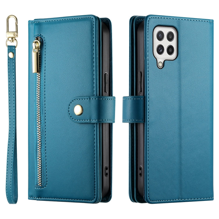 For Samsung Galaxy A22 4G Nine Card-slot Zipper Wallet Bag Leather Phone Case