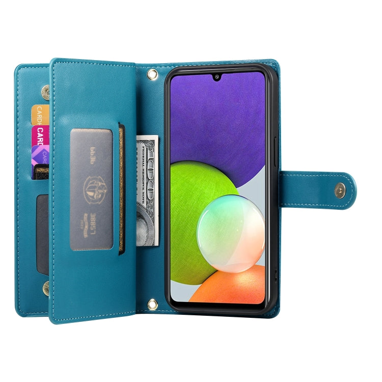 For Samsung Galaxy A22 4G Nine Card-slot Zipper Wallet Bag Leather Phone Case