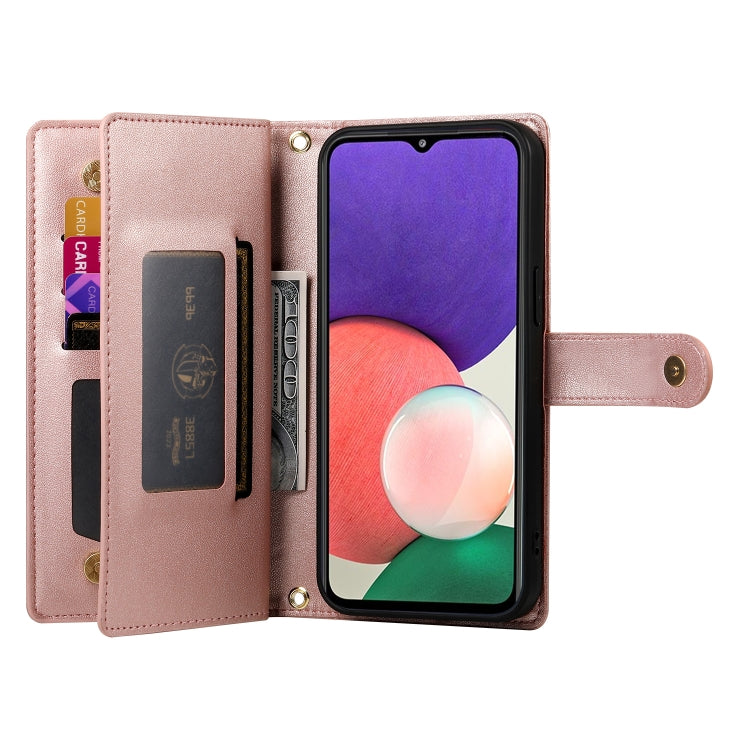 For Samsung Galaxy A22 5G / F42 5G Nine Card-slot Zipper Wallet Bag Leather Phone Case
