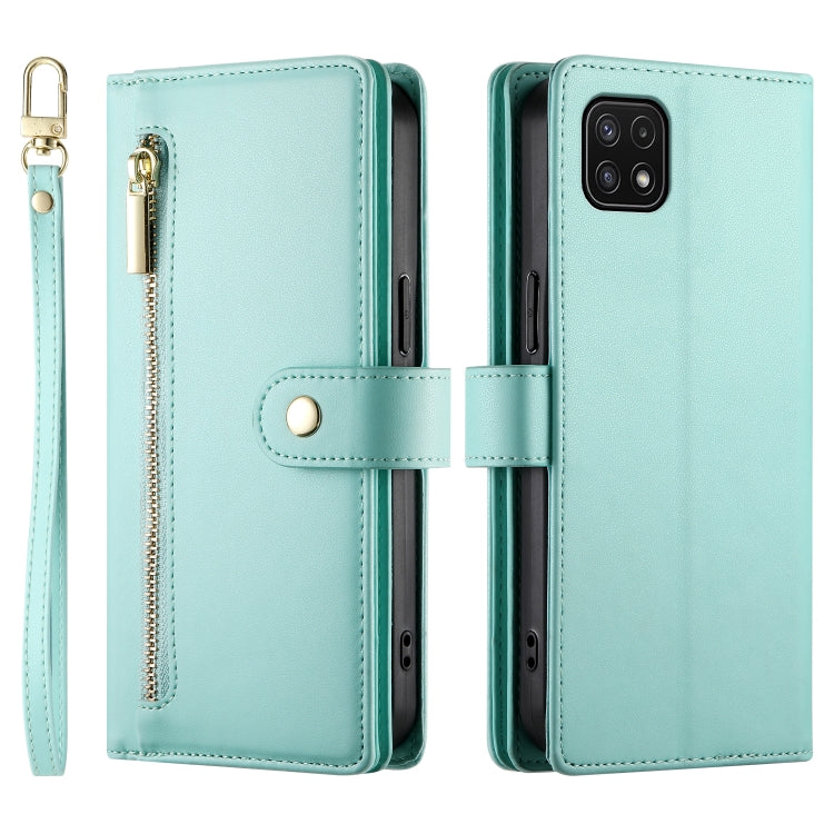 For Samsung Galaxy A22 5G / F42 5G Nine Card-slot Zipper Wallet Bag Leather Phone Case