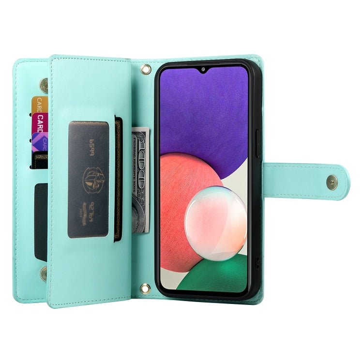 For Samsung Galaxy A22 5G / F42 5G Nine Card-slot Zipper Wallet Bag Leather Phone Case