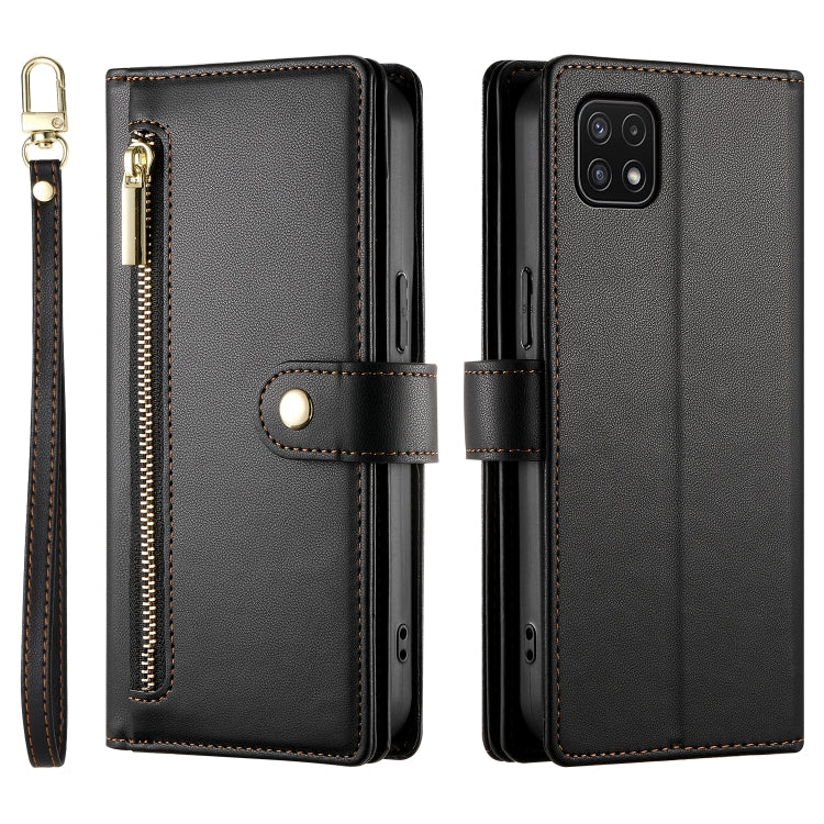 For Samsung Galaxy A22 5G / F42 5G Nine Card-slot Zipper Wallet Bag Leather Phone Case