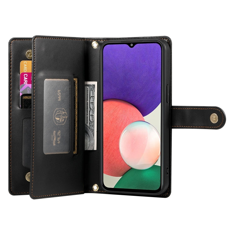 For Samsung Galaxy A22 5G / F42 5G Nine Card-slot Zipper Wallet Bag Leather Phone Case