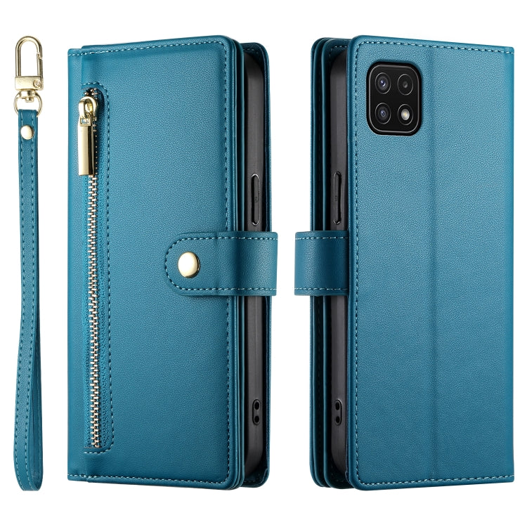 For Samsung Galaxy A22 5G / F42 5G Nine Card-slot Zipper Wallet Bag Leather Phone Case