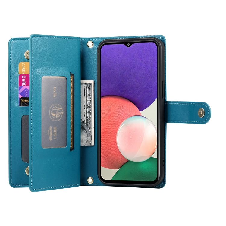For Samsung Galaxy A22 5G / F42 5G Nine Card-slot Zipper Wallet Bag Leather Phone Case