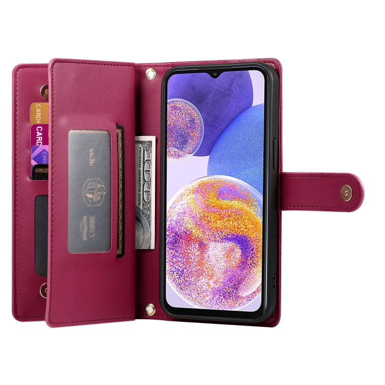 For Samsung Galaxy A23 5G / 4G Nine Card-slot Zipper Wallet Bag Leather Phone Case