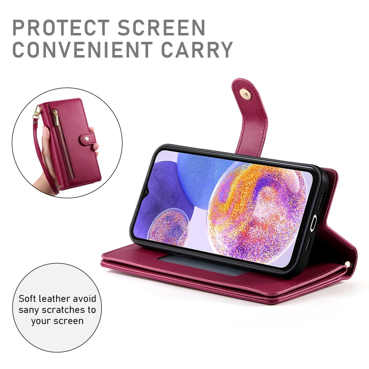 For Samsung Galaxy A23 5G / 4G Nine Card-slot Zipper Wallet Bag Leather Phone Case