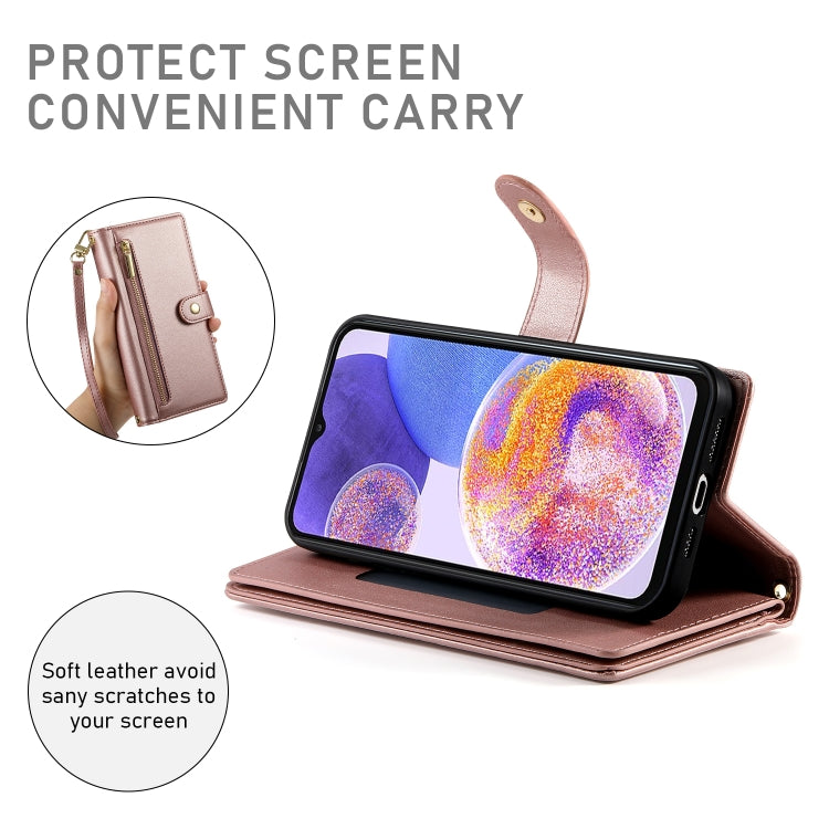 For Samsung Galaxy A23 5G / 4G Nine Card-slot Zipper Wallet Bag Leather Phone Case