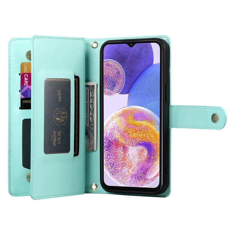 For Samsung Galaxy A23 5G / 4G Nine Card-slot Zipper Wallet Bag Leather Phone Case