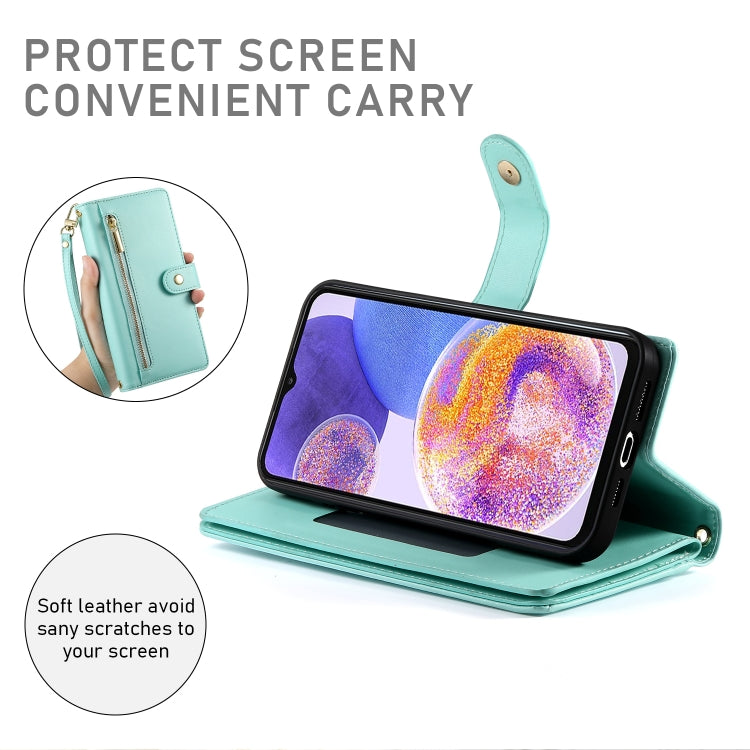 For Samsung Galaxy A23 5G / 4G Nine Card-slot Zipper Wallet Bag Leather Phone Case