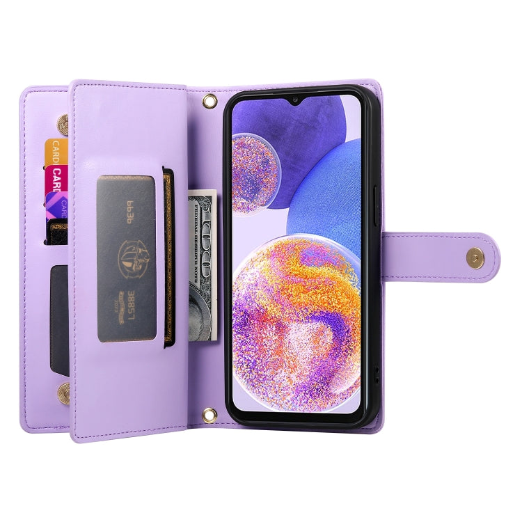 For Samsung Galaxy A23 5G / 4G Nine Card-slot Zipper Wallet Bag Leather Phone Case