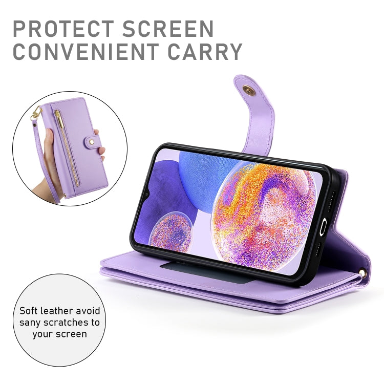 For Samsung Galaxy A23 5G / 4G Nine Card-slot Zipper Wallet Bag Leather Phone Case