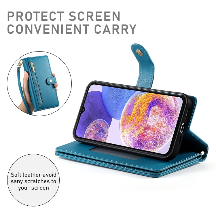 For Samsung Galaxy A23 5G / 4G Nine Card-slot Zipper Wallet Bag Leather Phone Case