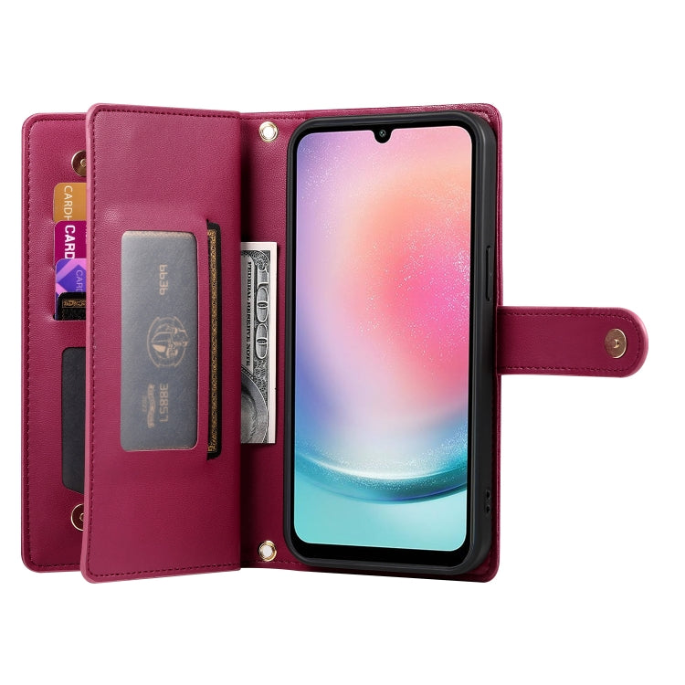 For Samsung Galaxy A24 4G Nine Card-slot Zipper Wallet Bag Leather Phone Case