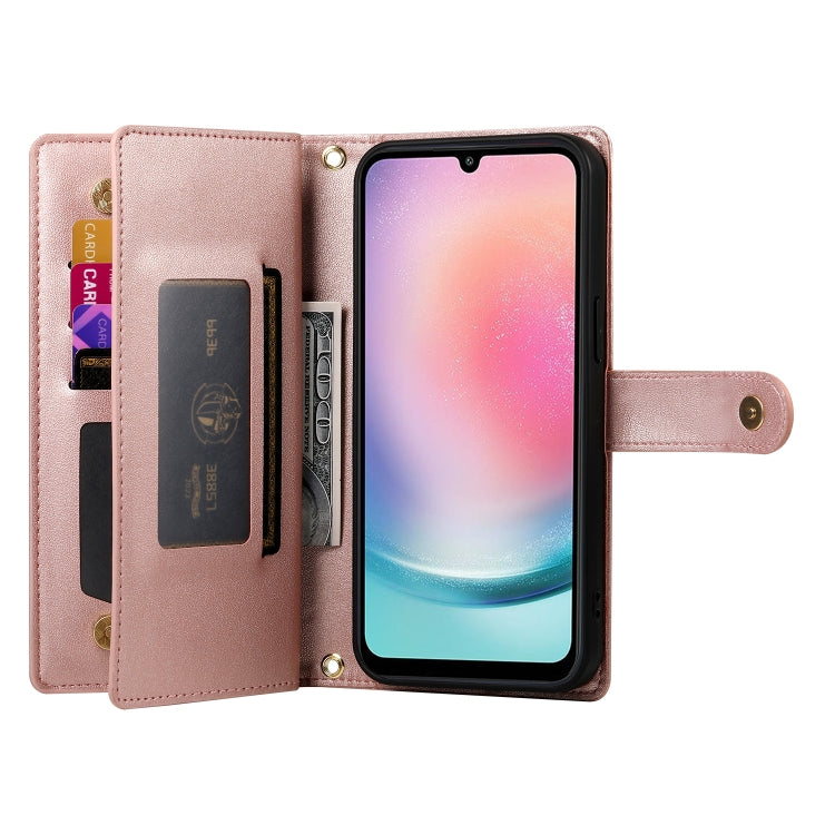 For Samsung Galaxy A24 4G Nine Card-slot Zipper Wallet Bag Leather Phone Case