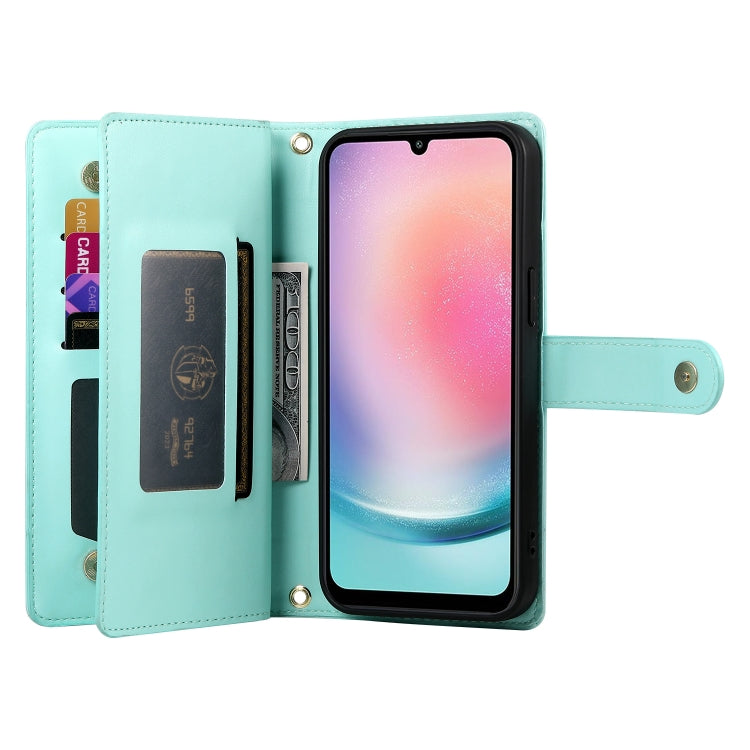 For Samsung Galaxy A24 4G Nine Card-slot Zipper Wallet Bag Leather Phone Case
