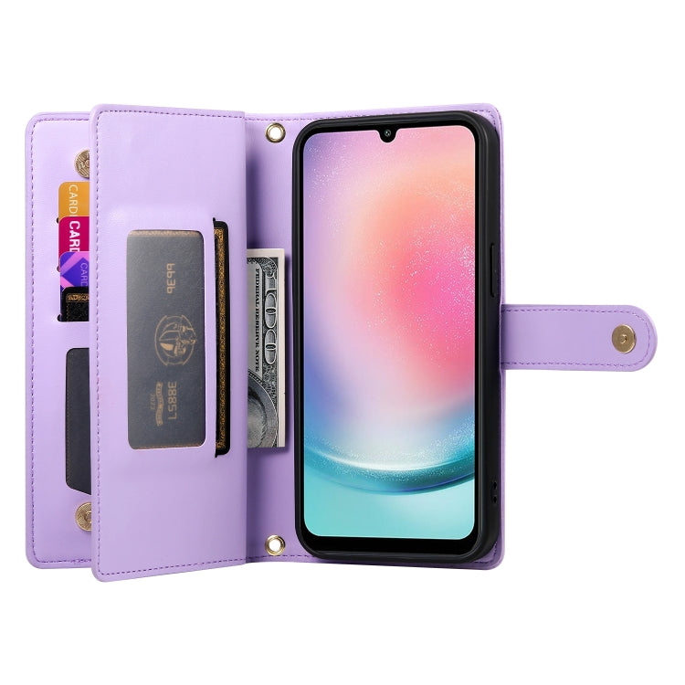 For Samsung Galaxy A24 4G Nine Card-slot Zipper Wallet Bag Leather Phone Case