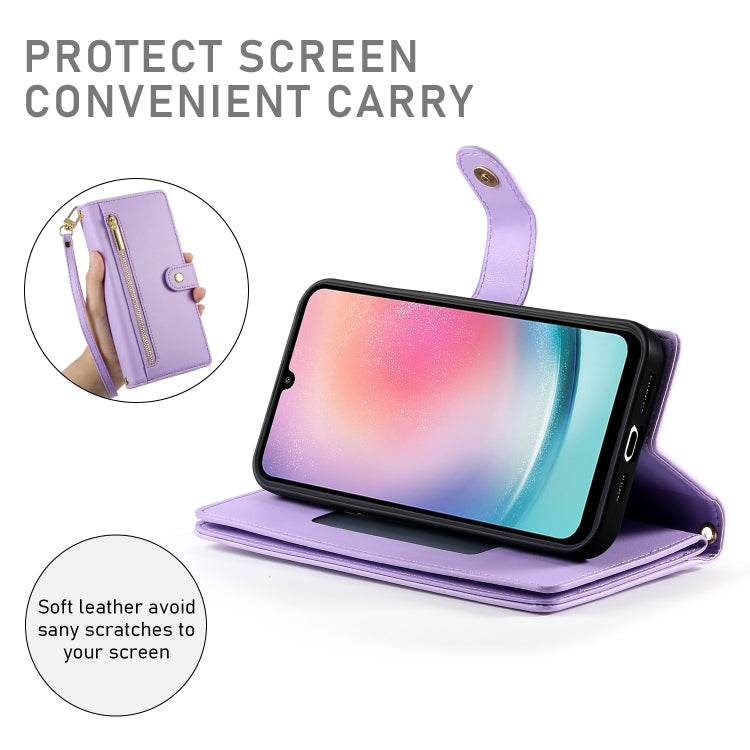 For Samsung Galaxy A24 4G Nine Card-slot Zipper Wallet Bag Leather Phone Case