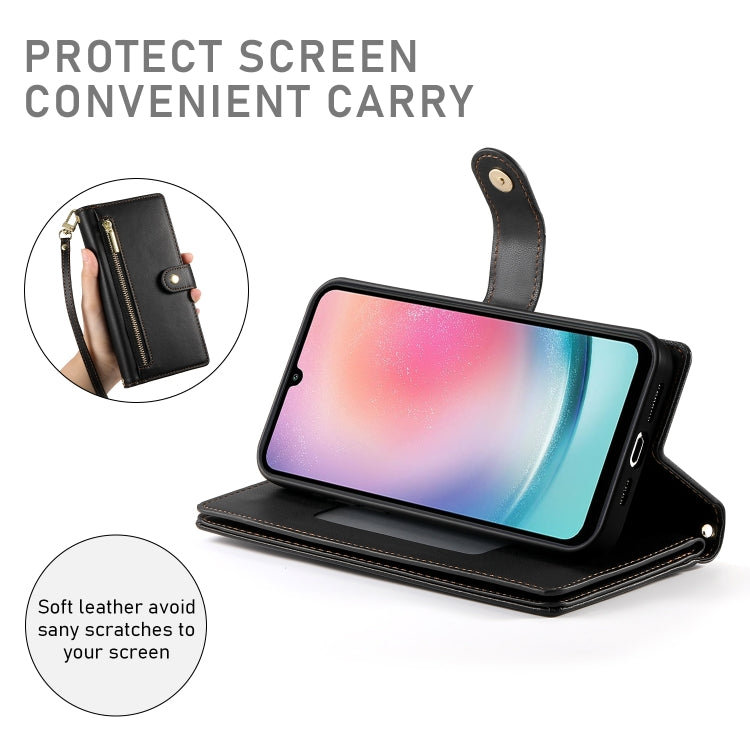 For Samsung Galaxy A24 4G Nine Card-slot Zipper Wallet Bag Leather Phone Case