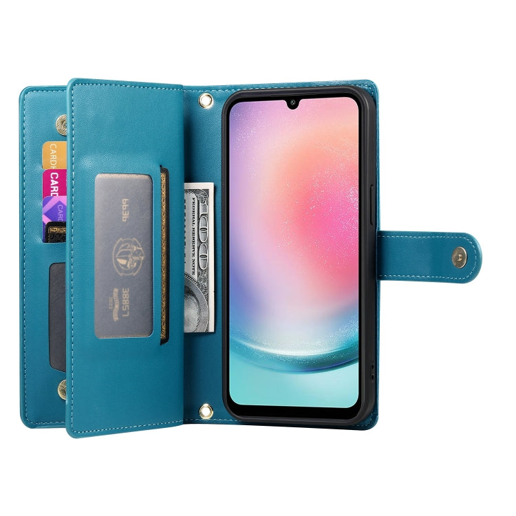 For Samsung Galaxy A24 4G Nine Card-slot Zipper Wallet Bag Leather Phone Case