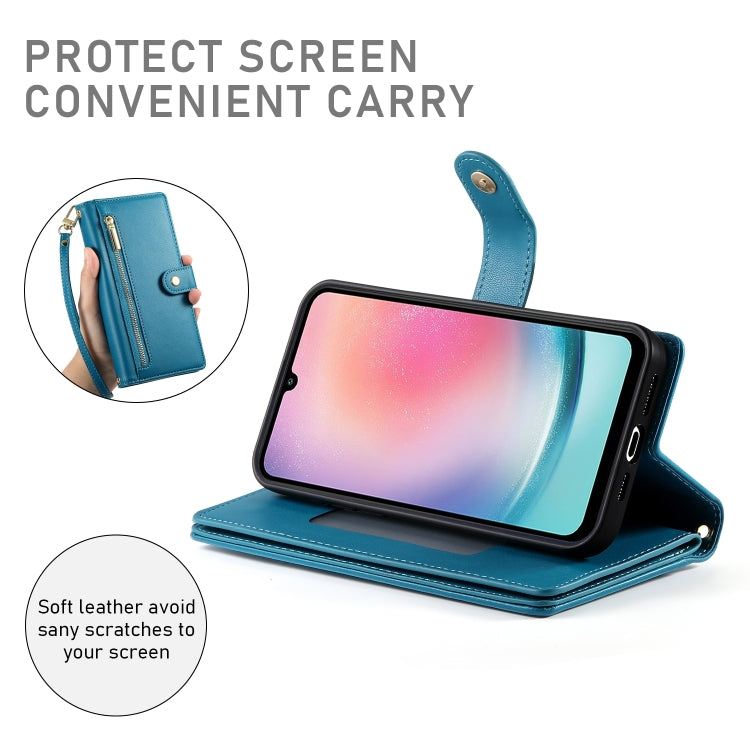 For Samsung Galaxy A24 4G Nine Card-slot Zipper Wallet Bag Leather Phone Case