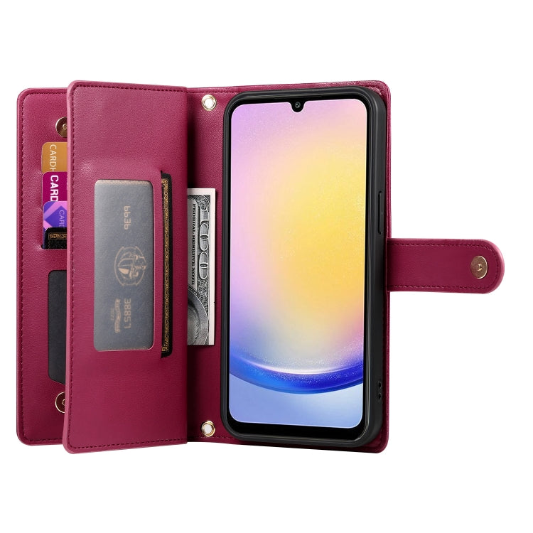 For Samsung Galaxy A25 Nine Card-slot Zipper Wallet Bag Leather Phone Case