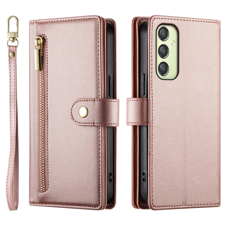 For Samsung Galaxy A25 Nine Card-slot Zipper Wallet Bag Leather Phone Case