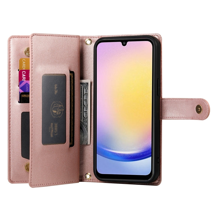 For Samsung Galaxy A25 Nine Card-slot Zipper Wallet Bag Leather Phone Case