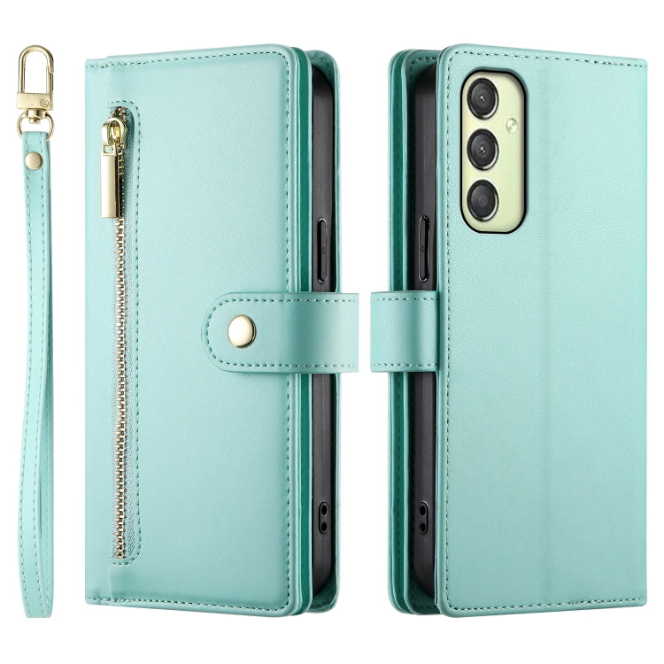 For Samsung Galaxy A25 Nine Card-slot Zipper Wallet Bag Leather Phone Case